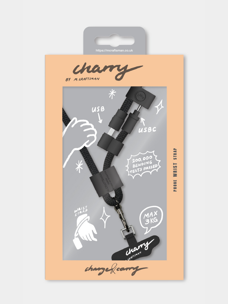 Charry Hand Wrist strap and Charging cable black