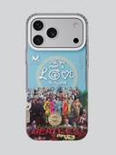 M.Craftsman iPhone case with The Beatles 'Sgt. Pepper's Lonely Hearts Club Band' design on a light gray background
