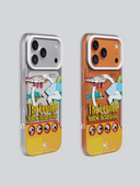 Phone case with The Beatles Yellow Submarine design on a gray background
