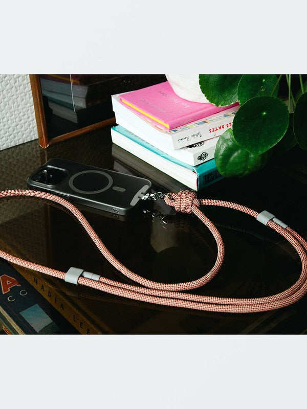 Yoggle Power Charging Cable and crossbody phone strap dark pink 